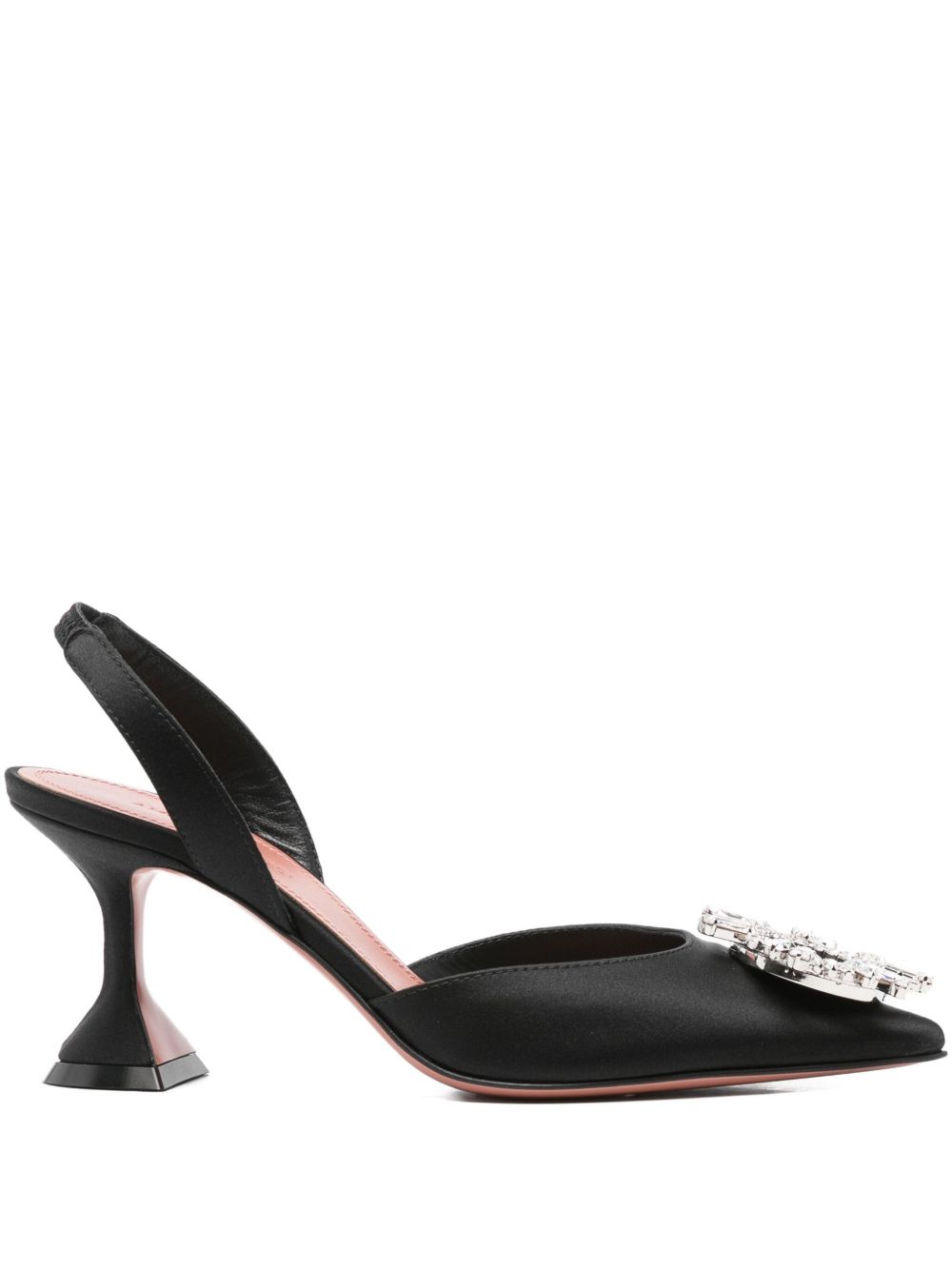 Amina Muaddi With Heel Black Silk