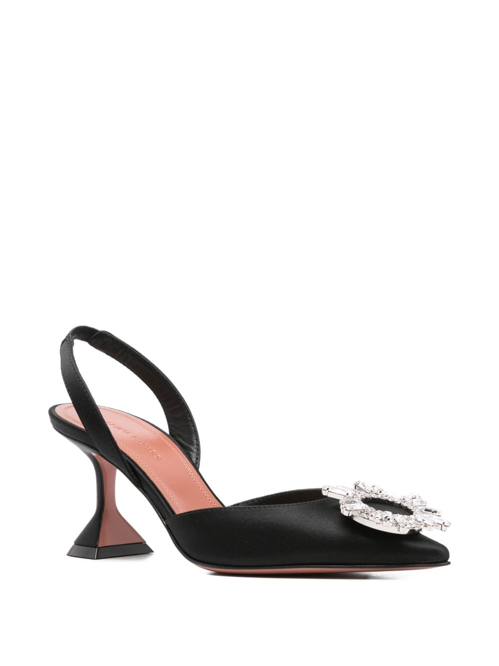 Amina Muaddi With Heel Black Silk