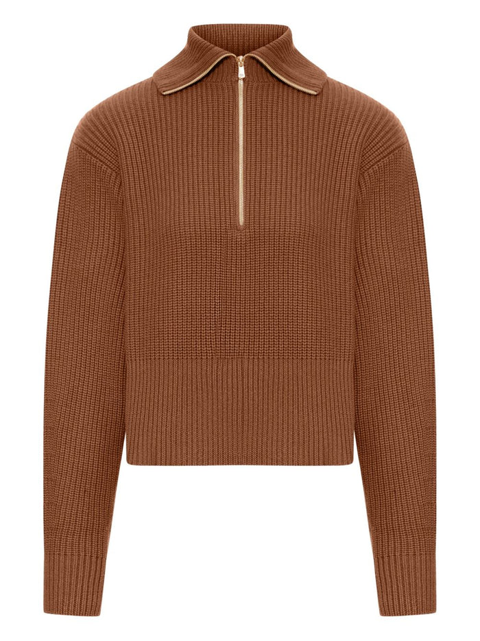 Max Mara T-Shirts And Polos Leather Brown Wool