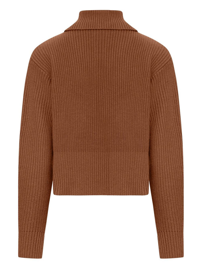 Max Mara T-Shirts And Polos Leather Brown Wool