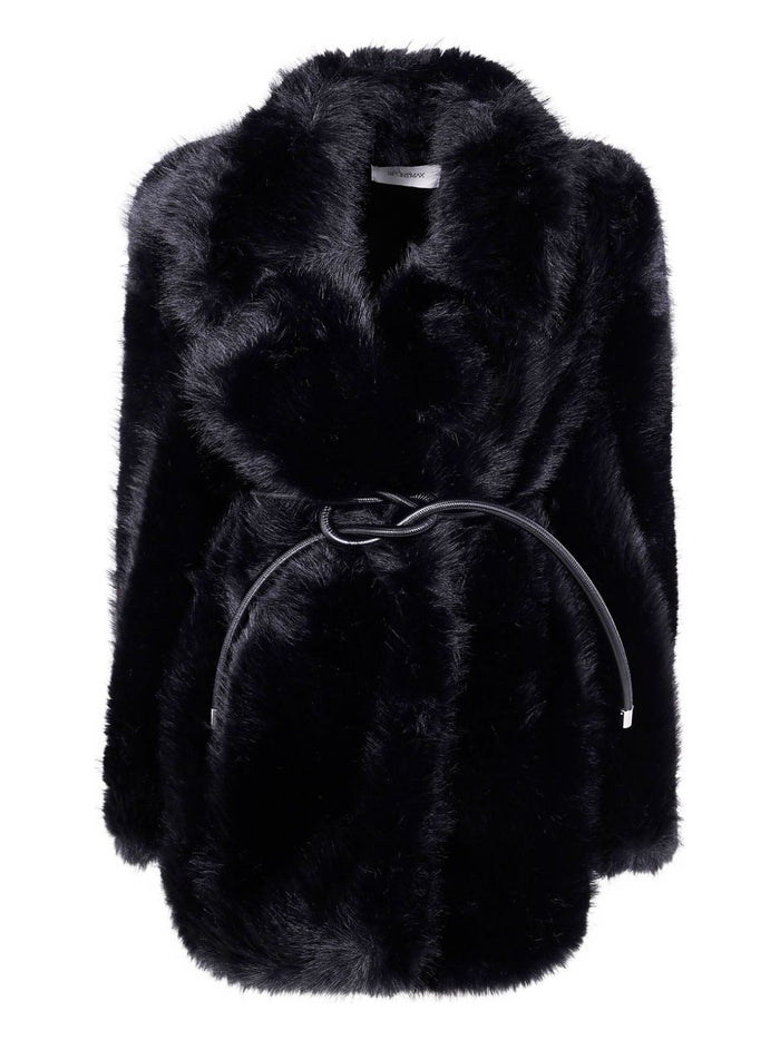 Sportmax Coats Black Poliestere