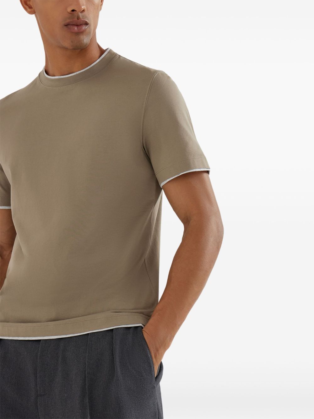 Brunello Cucinelli T-Shirts And Polos Verde Natural (veg)->cotton100.0 %