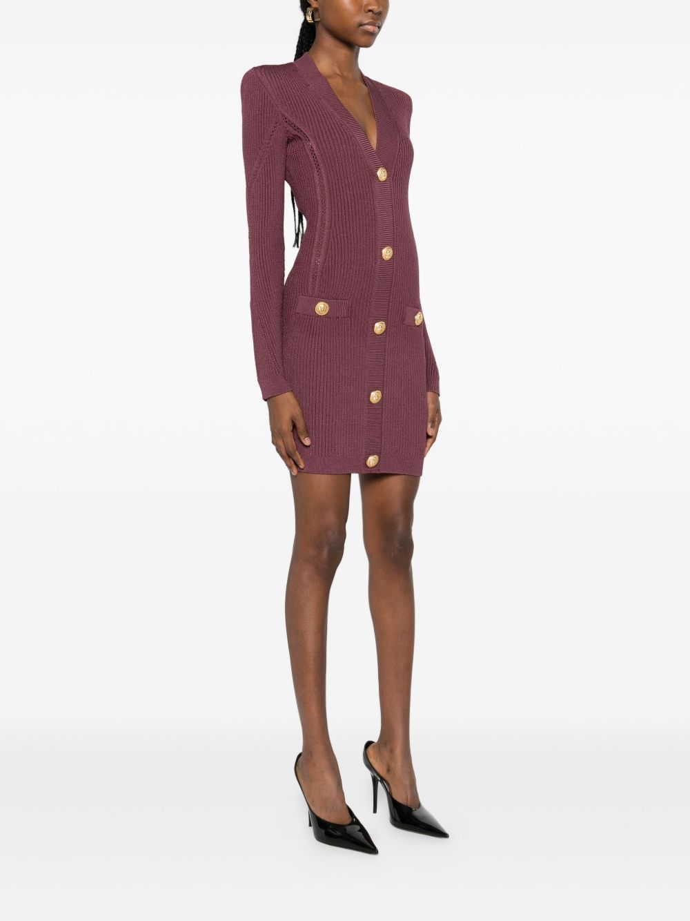 Balmain Dresses Purple Viscose Polyester
