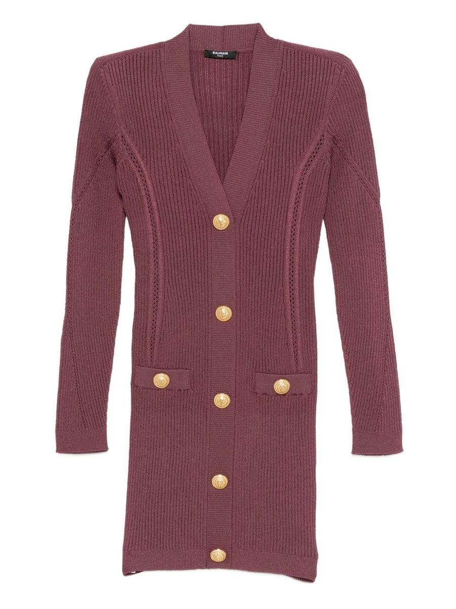Balmain V-Neck Knitted Mini Dress