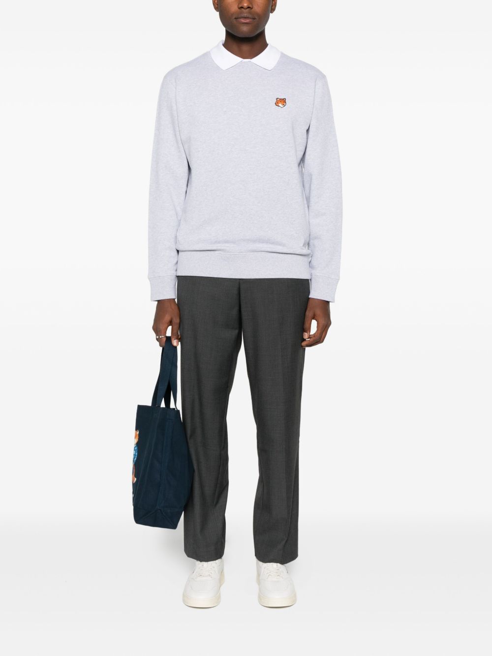 Maison Kitsune Sweaters Grey Cotton