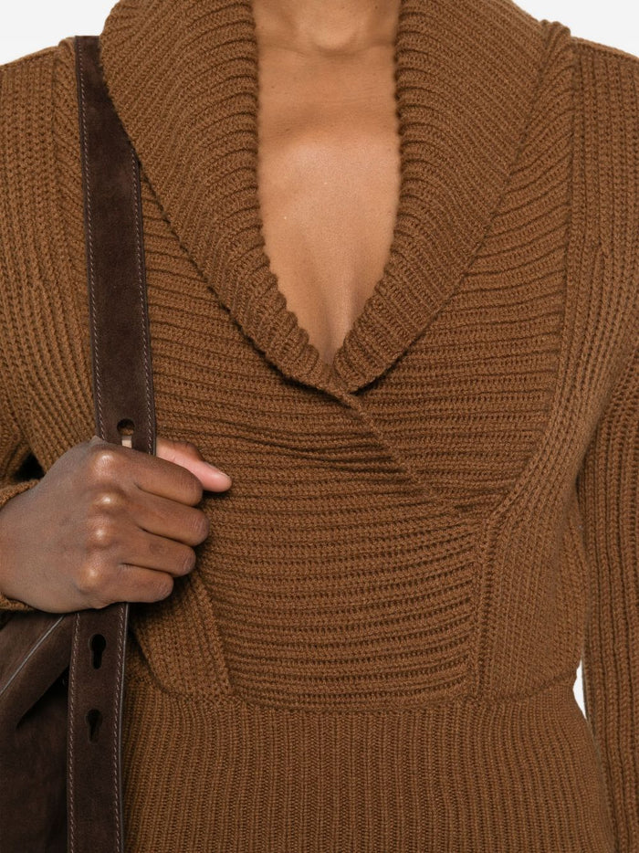 Max Mara Sweaters Leather Brown Wool