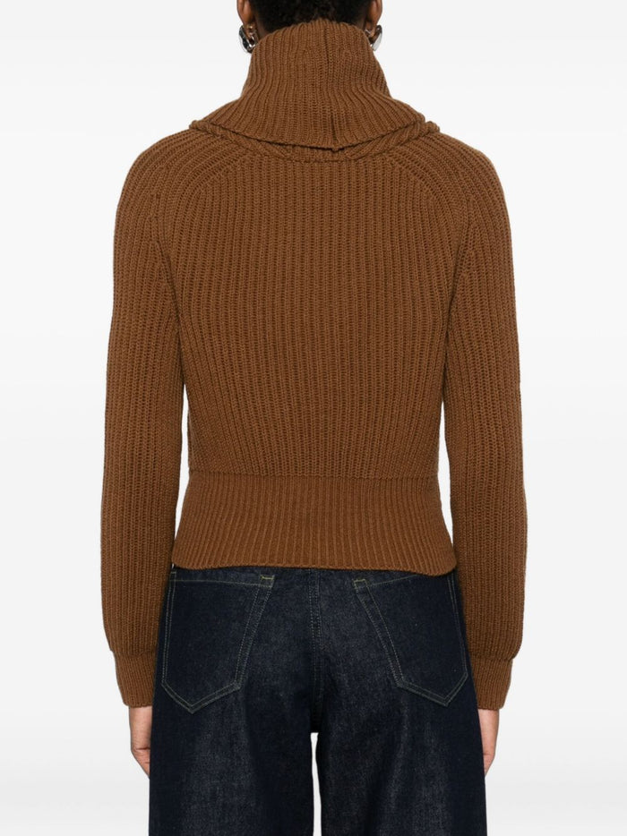 Max Mara Sweaters Leather Brown Wool