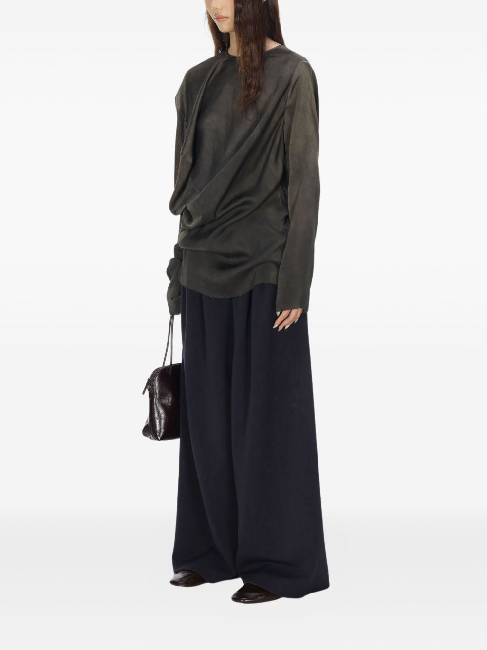 Uma Wang Top Grey Silk Elastane
