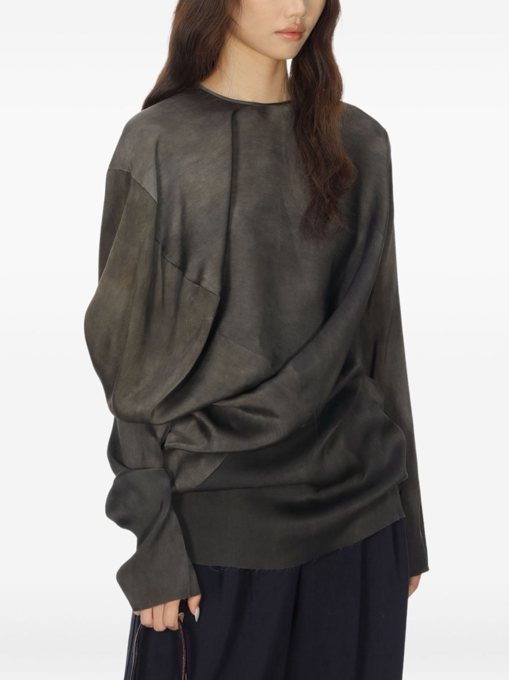 Uma Wang Top Grey Silk Elastane