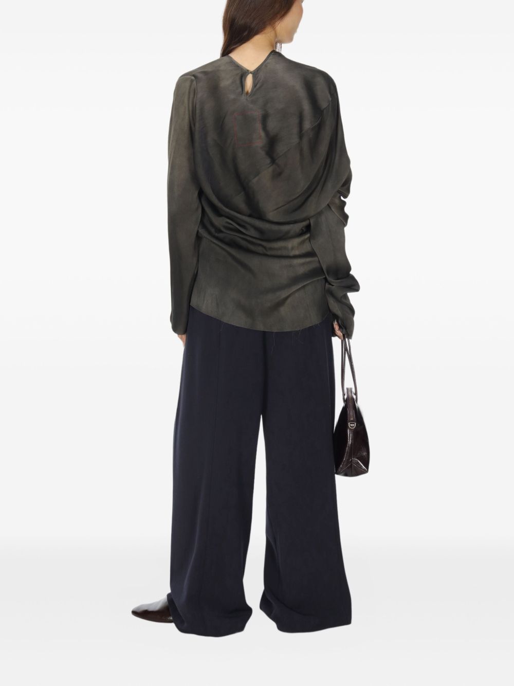 Uma Wang Top Grey Silk Elastane