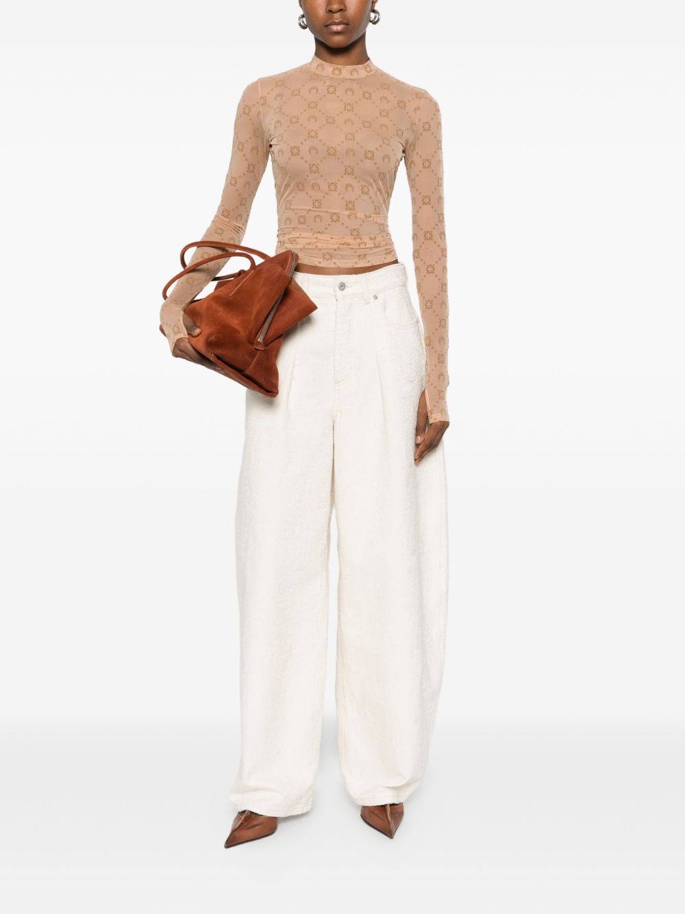 Marine Serre Top Camel Polyamide