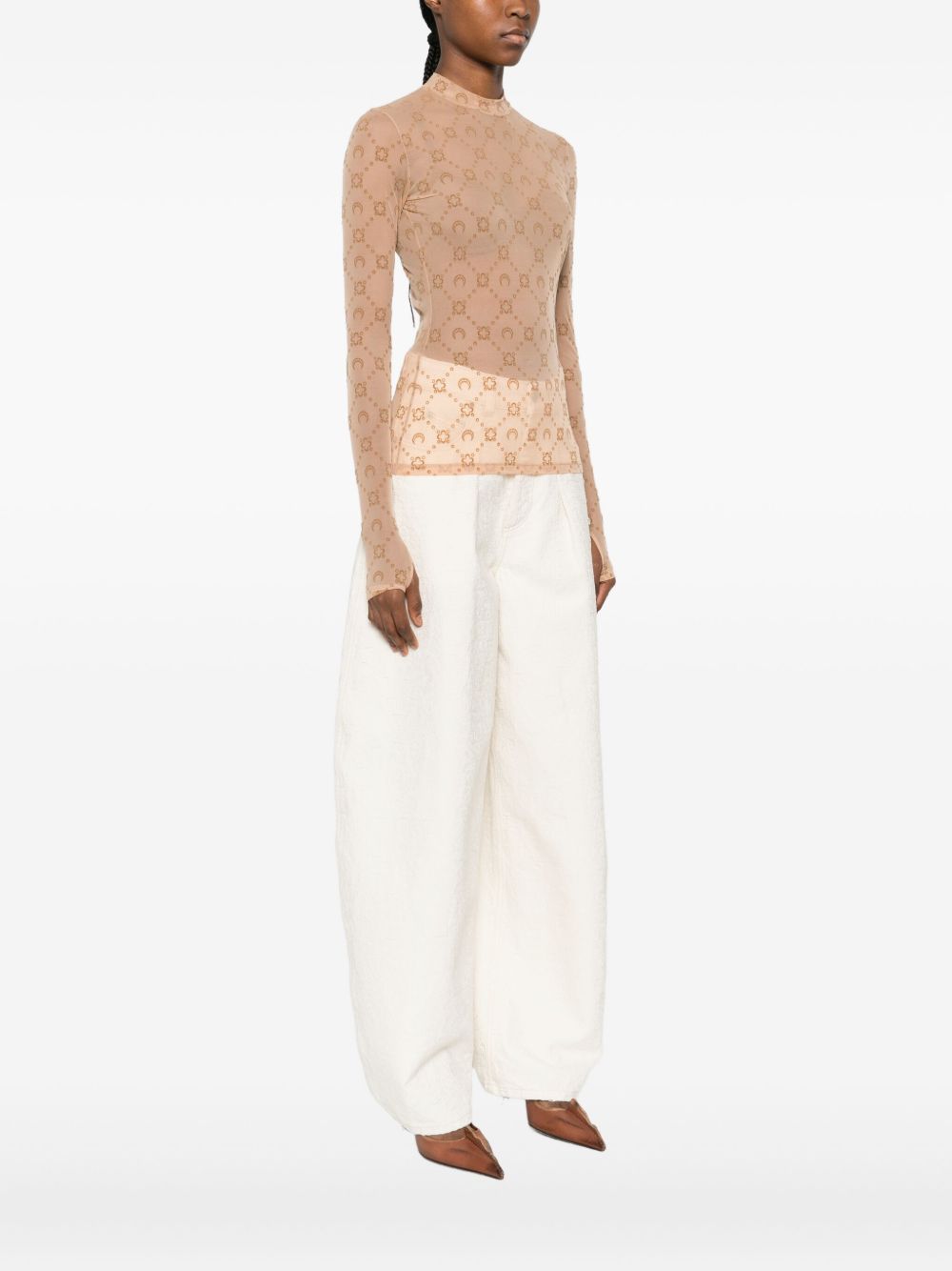 Marine Serre Top Camel Polyamide