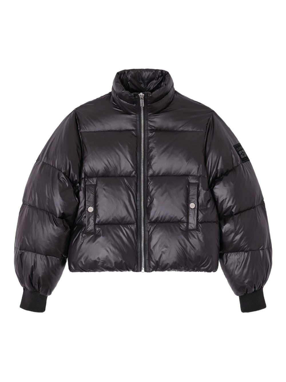Ganni Coats Black Recycled Nylon