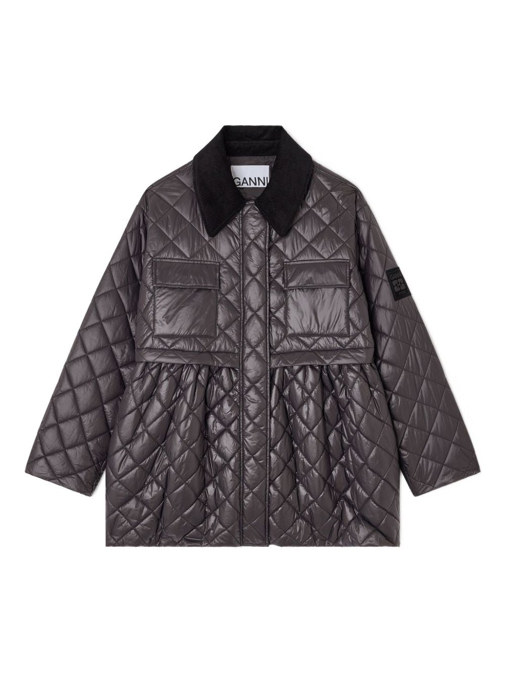 Ganni Coats Grey Recycled Nylon