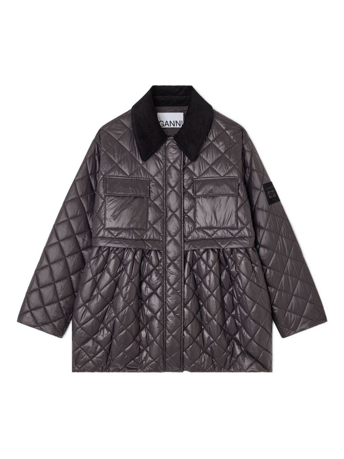 Ganni Coats Grey Recycled Nylon