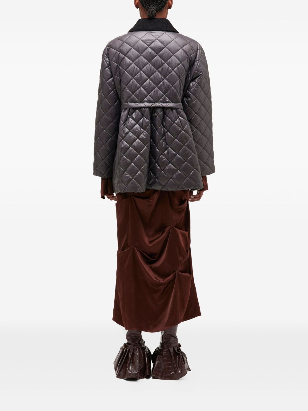 Ganni Coats Grey Recycled Nylon