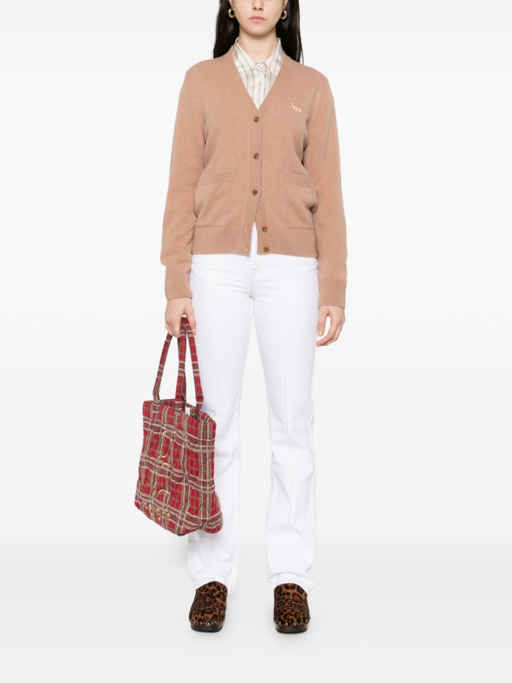 Maison Kitsune Sweaters Camel Wool