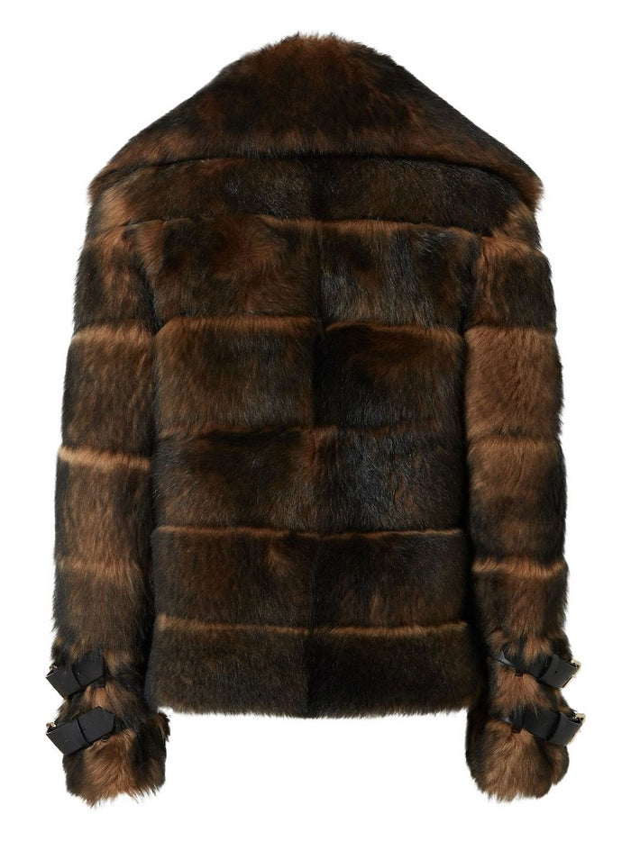 Fendi Coats Brown Agnello Pelliccia