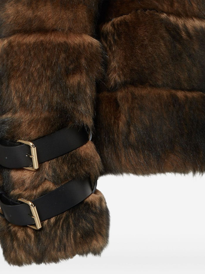 Fendi Coats Brown Agnello Pelliccia