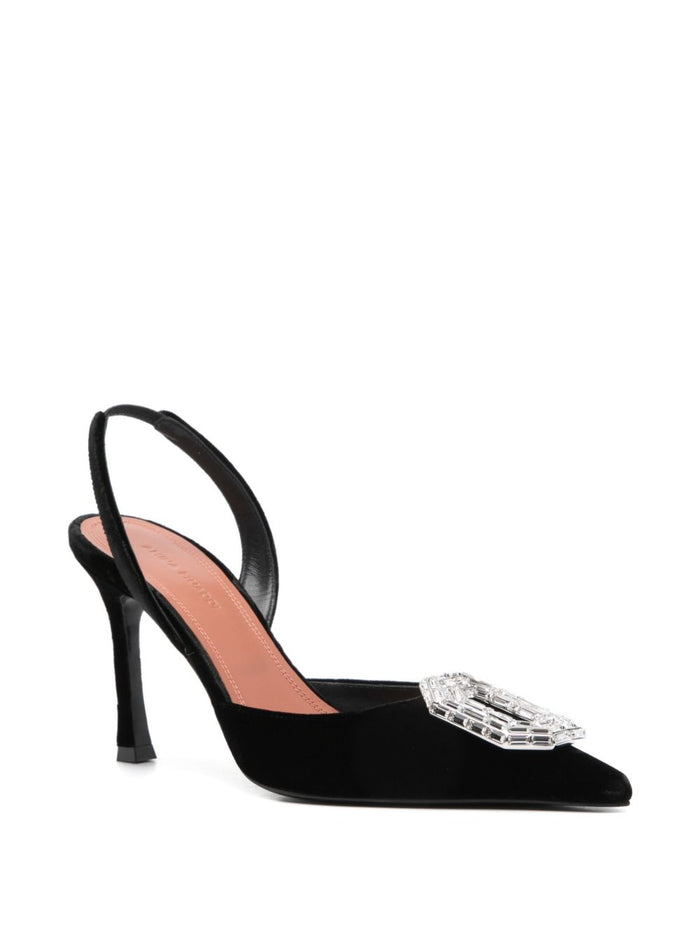 Amina Muaddi With Heel Black Viscose