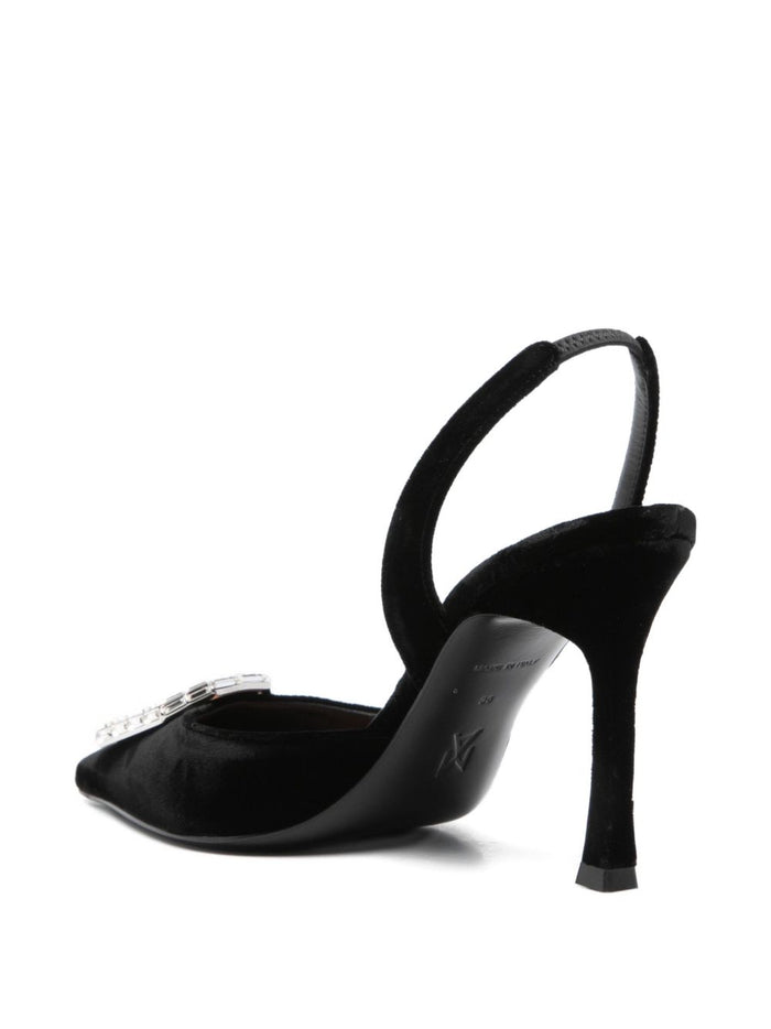 Amina Muaddi With Heel Black Viscose