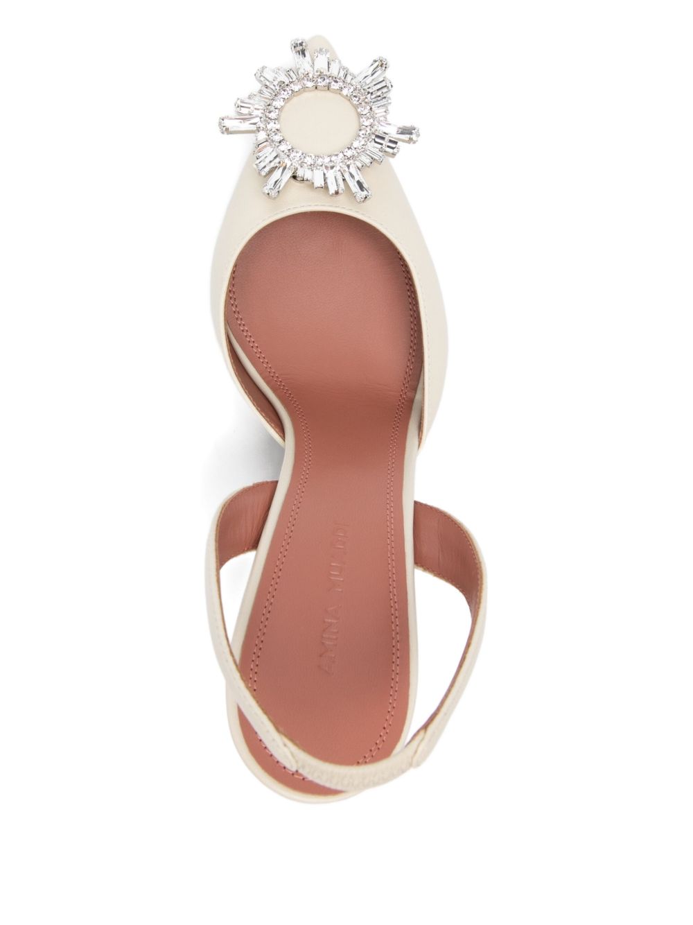 Amina Muaddi With Heel Beige Lamb Leather