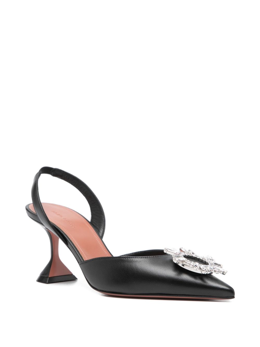 Amina Muaddi With Heel Black Lamb Leather