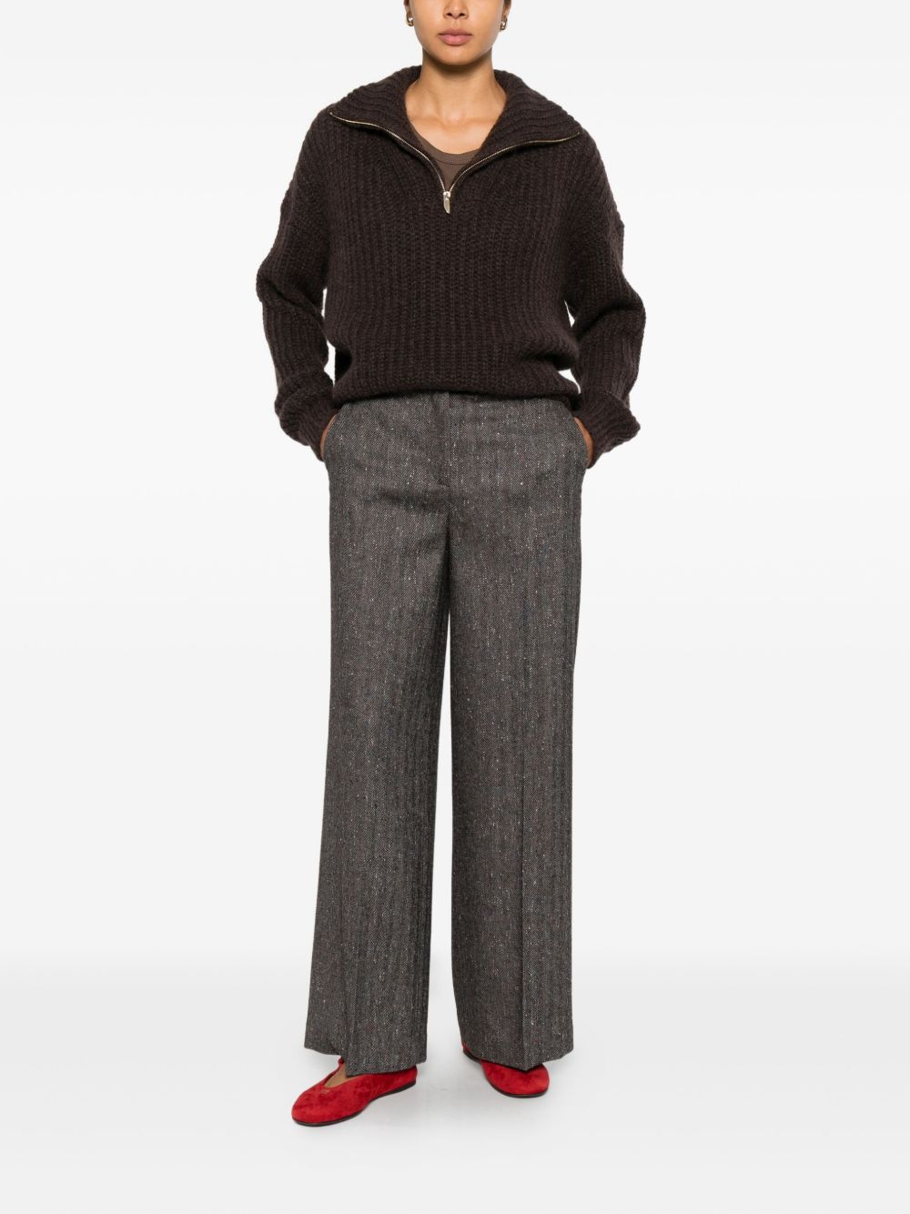 Via Masini 80 Trousers Brown Polyester