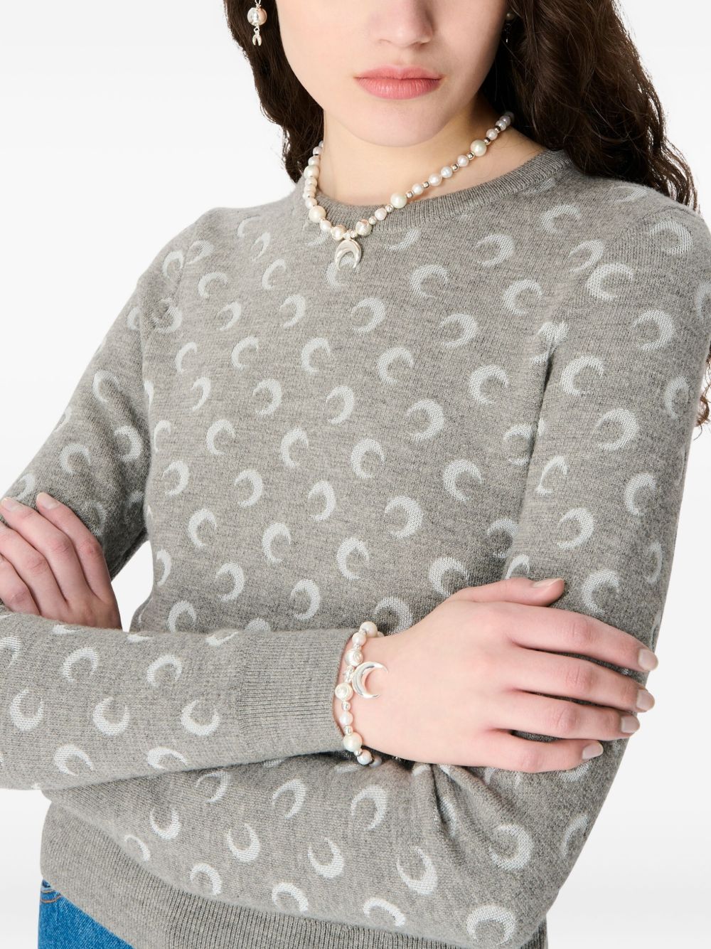 Marine Serre Sweaters Light Grey Viscose