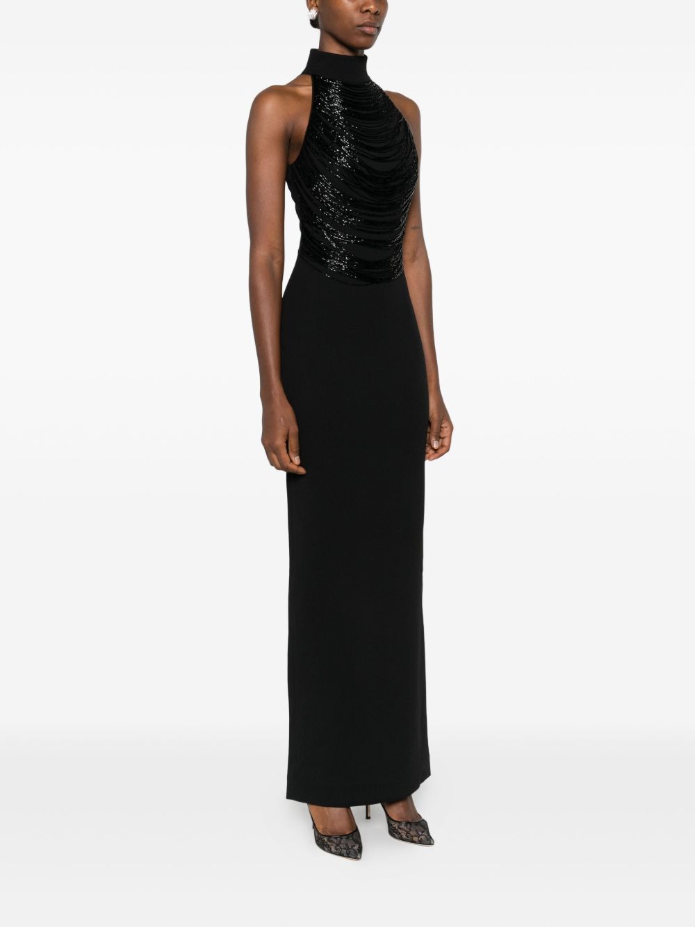 Solace London Dresses Black Polyester Elastane