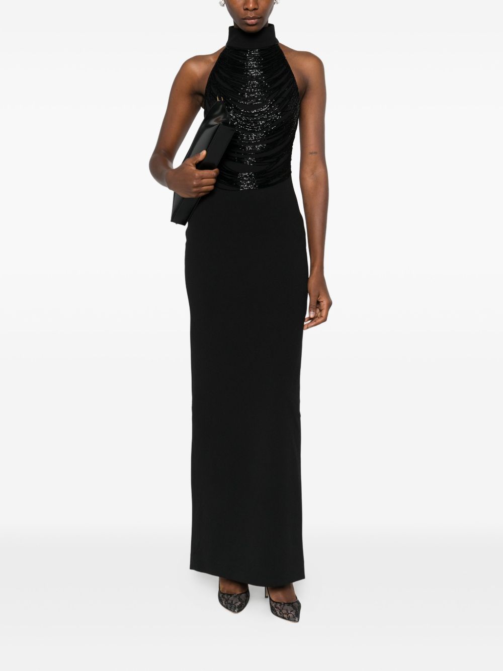 Solace London Dresses Black Polyester Elastane