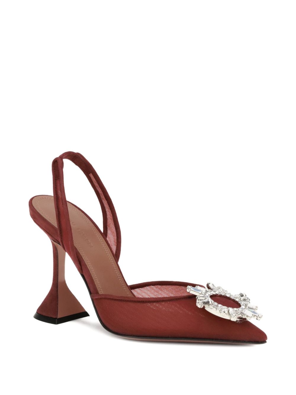 Amina Muaddi With Heel Bordeaux Mesh