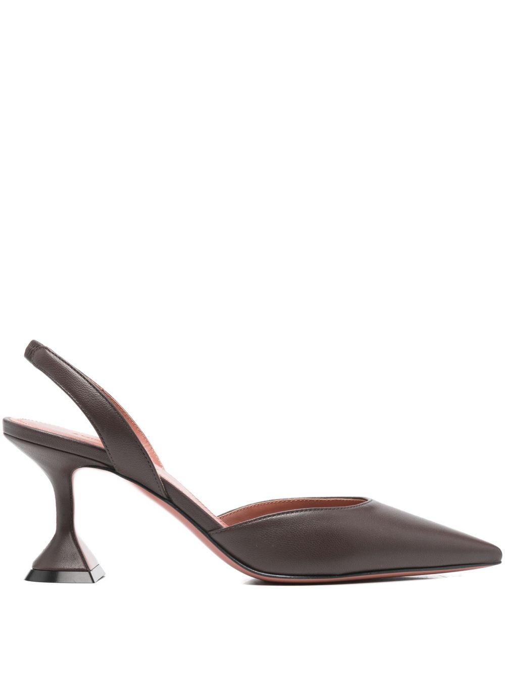 Amina Muaddi With Heel Brown Lamb Leather