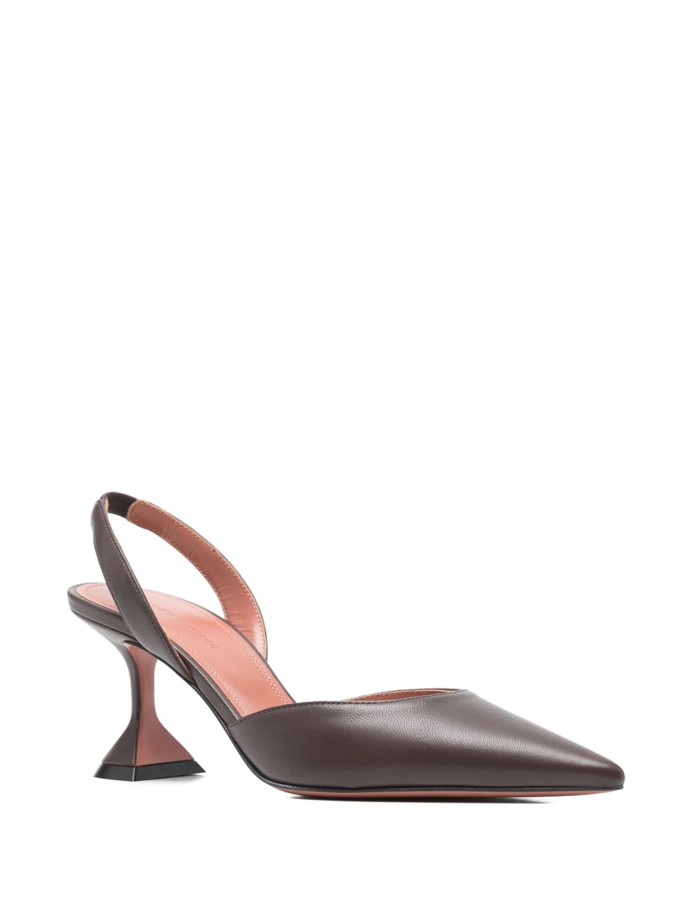 Amina Muaddi With Heel Brown Lamb Leather