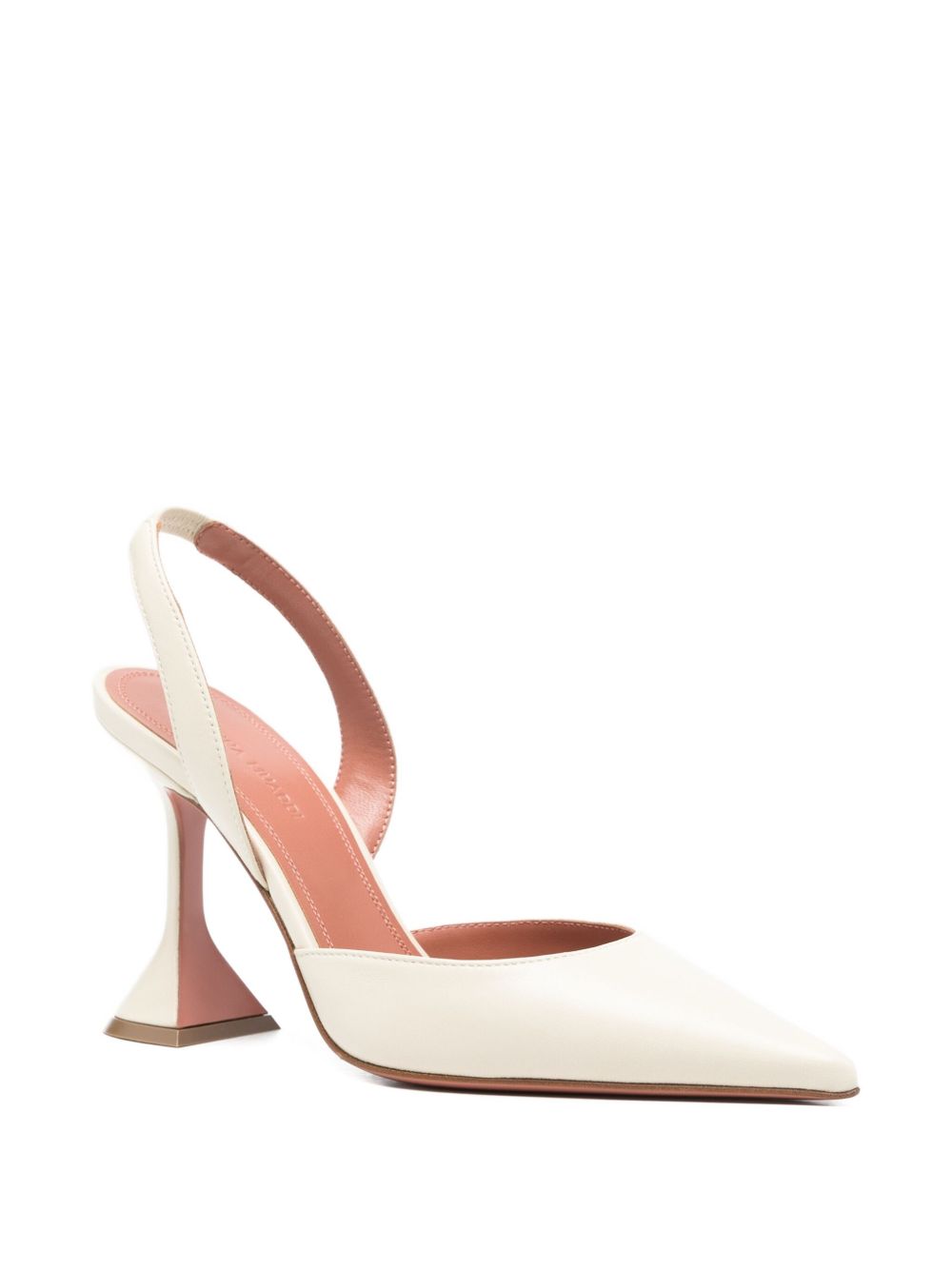 Amina Muaddi With Heel Beige Lamb Leather