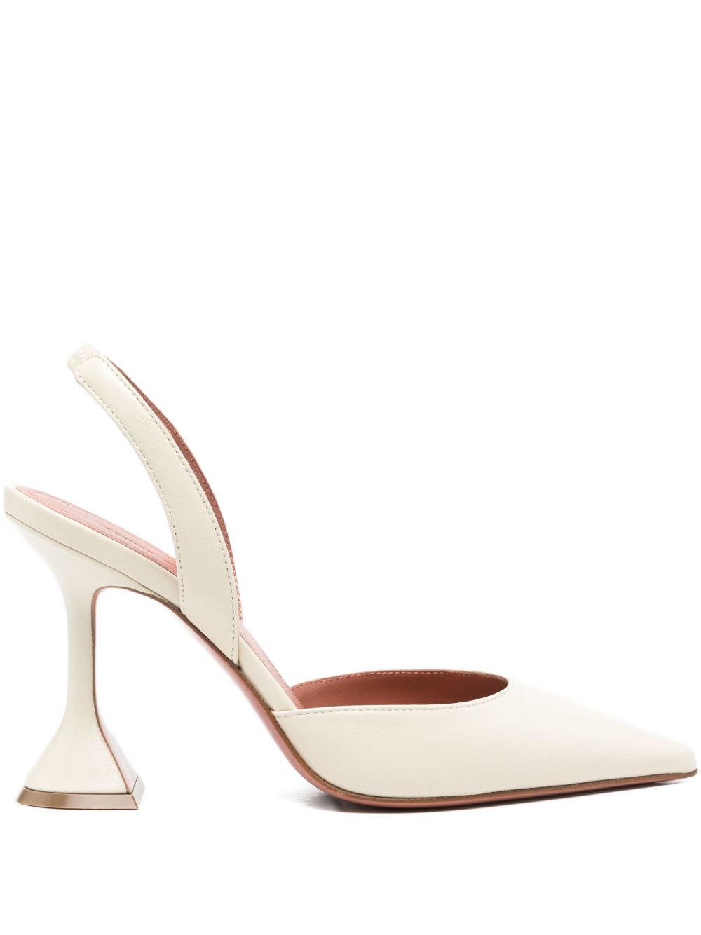 Amina Muaddi With Heel Beige Lamb Leather
