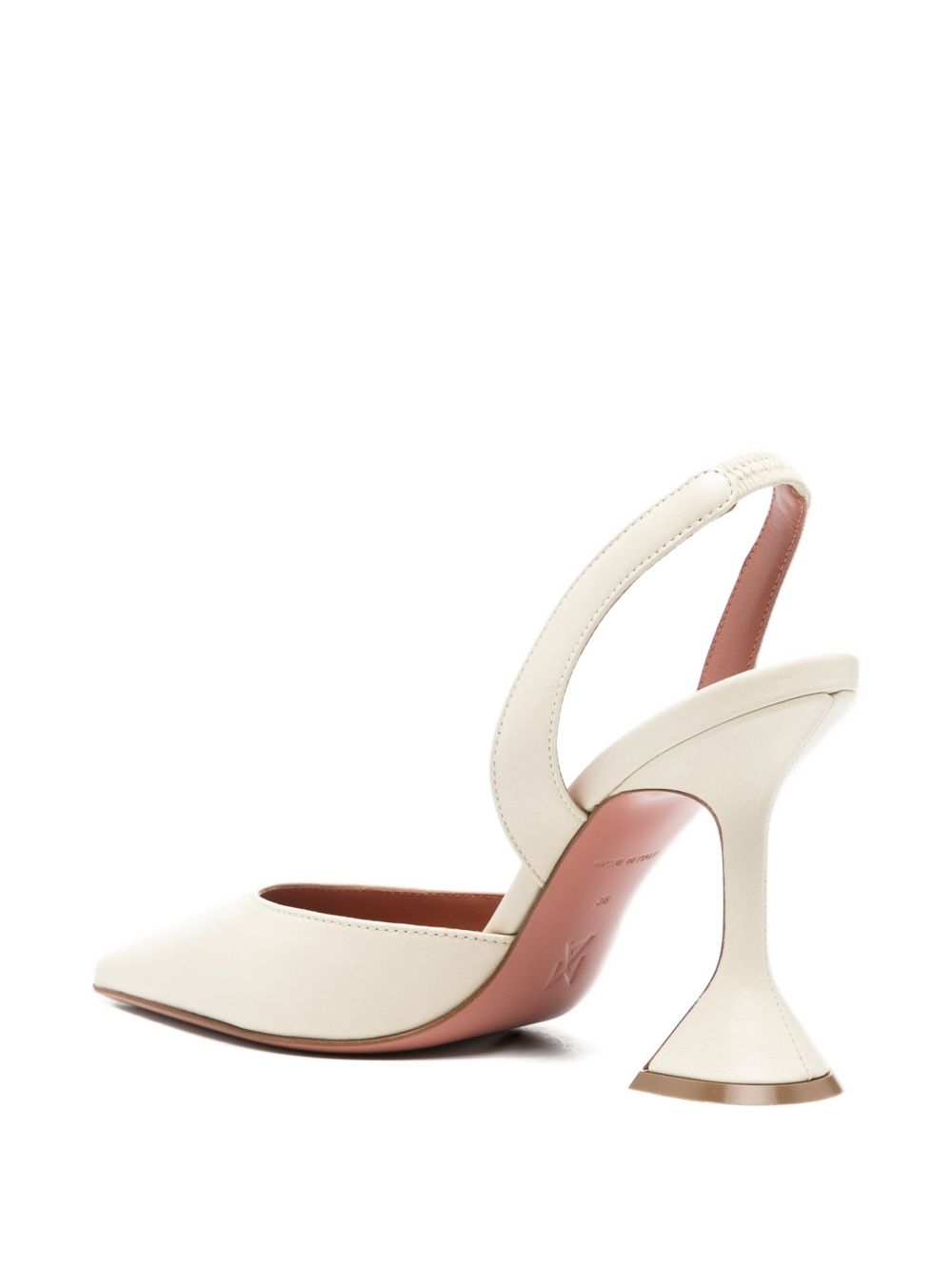 Amina Muaddi With Heel Beige Lamb Leather