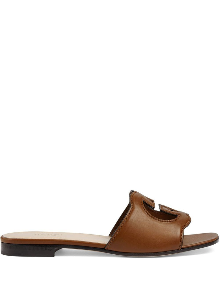 Gucci Sandals Leather Brown Calf Skin