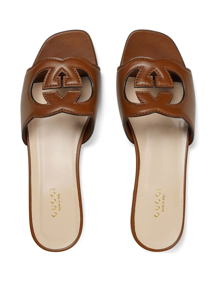 Gucci Sandals Leather Brown Calf Skin