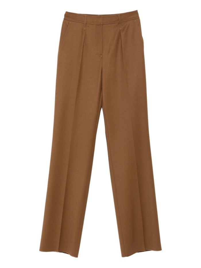 Max Mara Trousers Leather Brown Wool