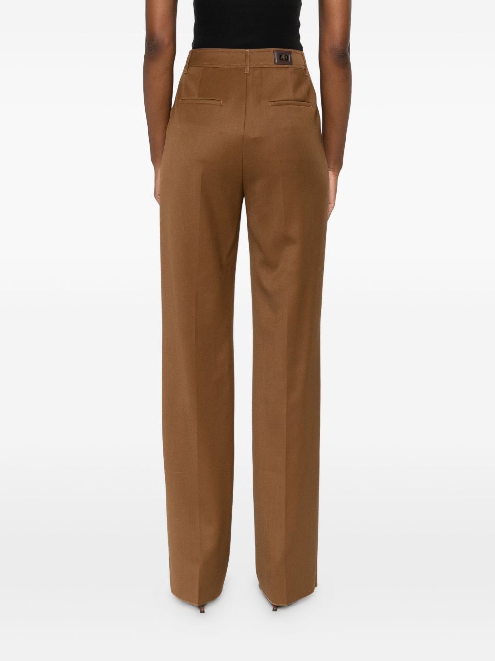 Max Mara Trousers Leather Brown Wool