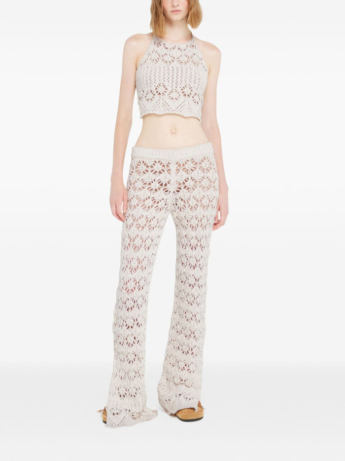 Alanui Trousers Cream Cotton