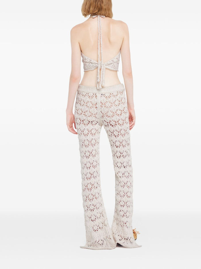 Alanui Trousers Cream Cotton