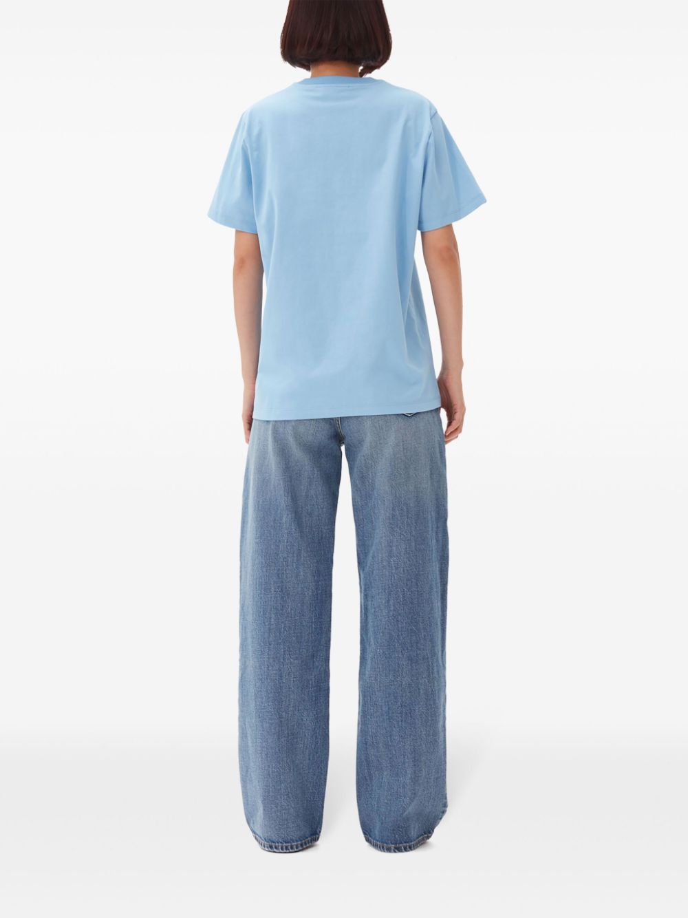 GANNI T-shirts and Polos Clear Blue Organic Cotton