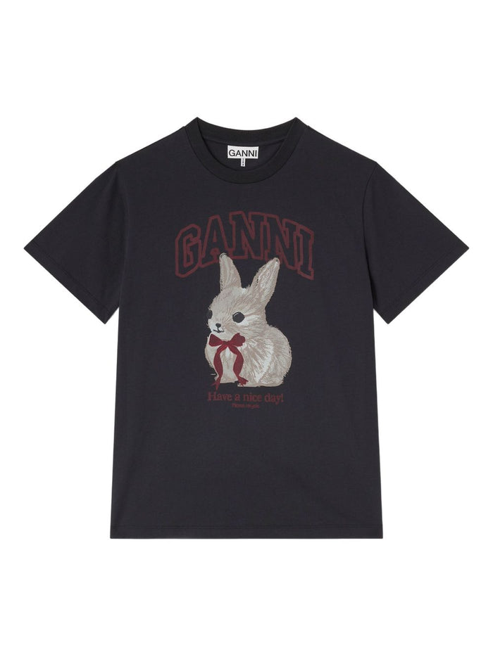 GANNI T-shirts and Polos Black Organic Cotton