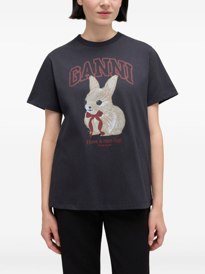 GANNI T-shirts and Polos Black Organic Cotton