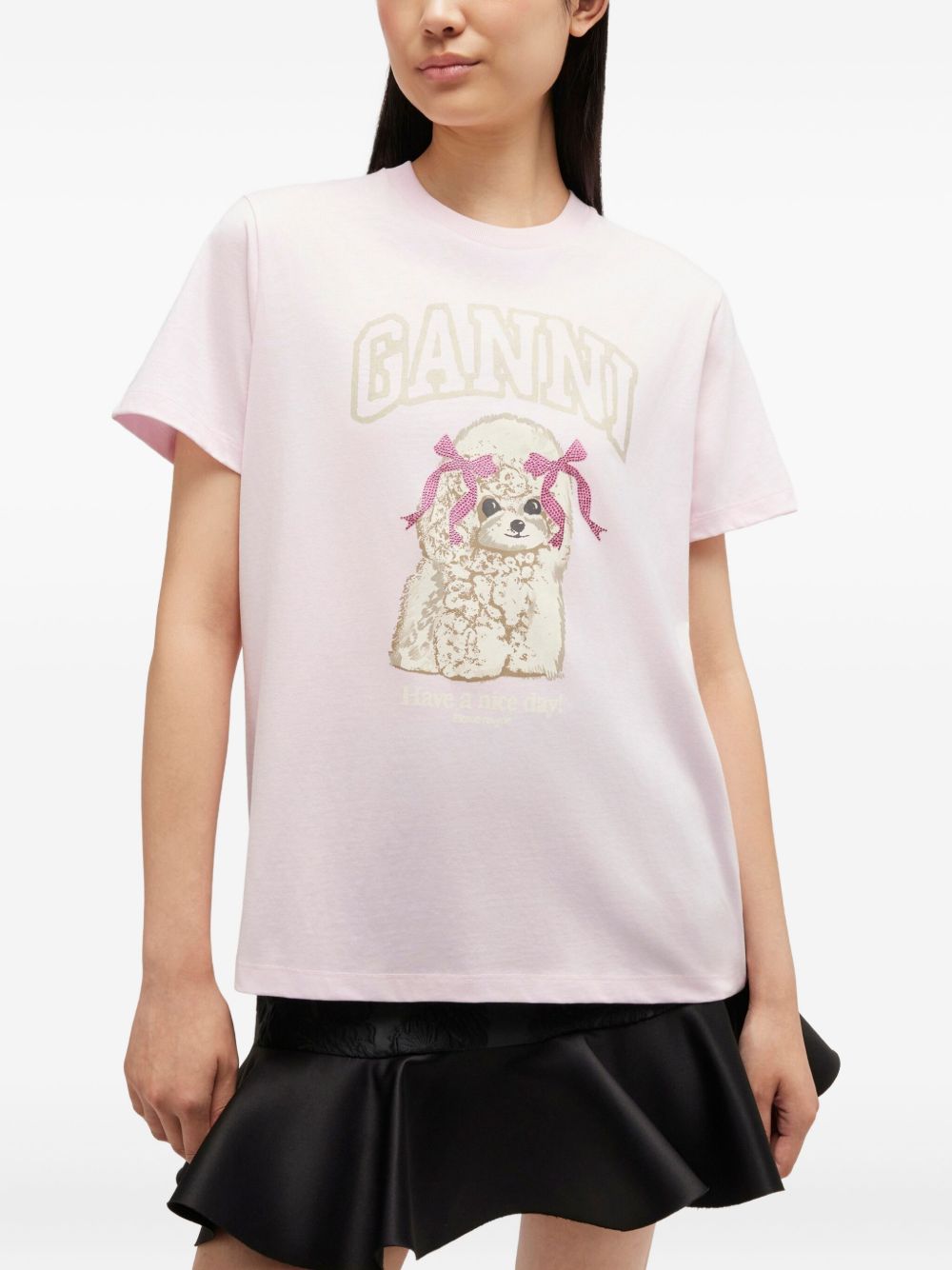 Ganni T-Shirts And Polos Pink Organic Cotton