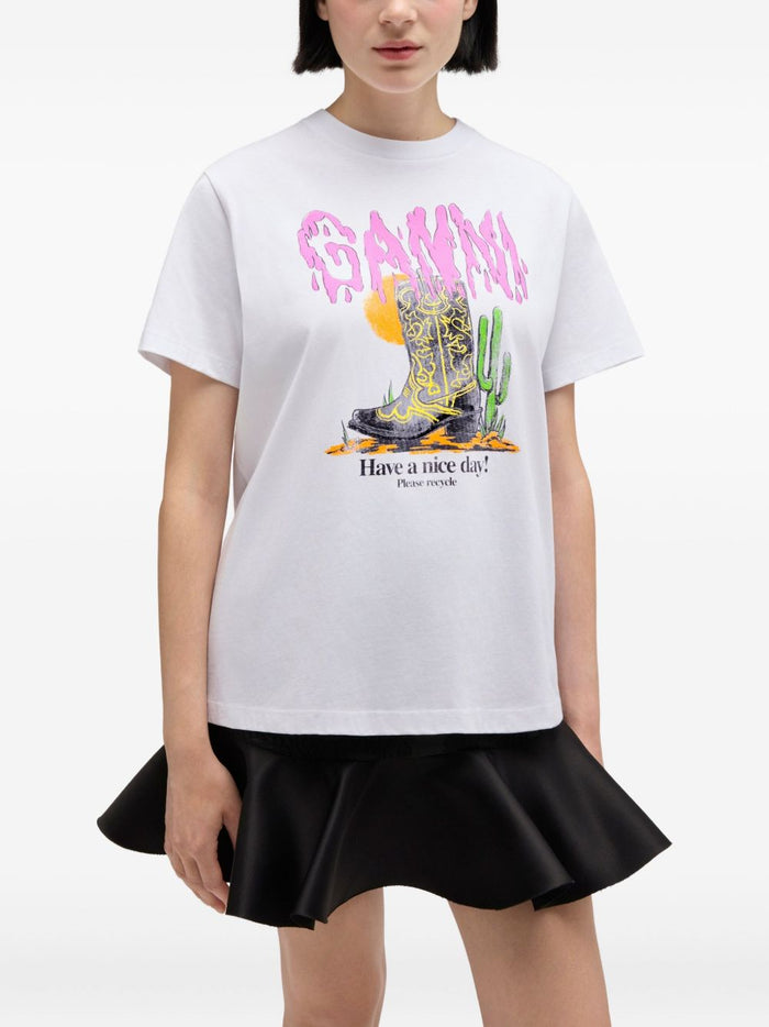 GANNI T-shirts and Polos White Organic Cotton