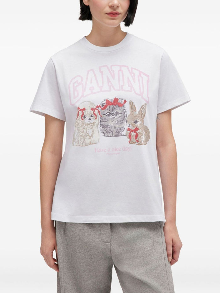 GANNI T-shirts and Polos White Organic Cotton