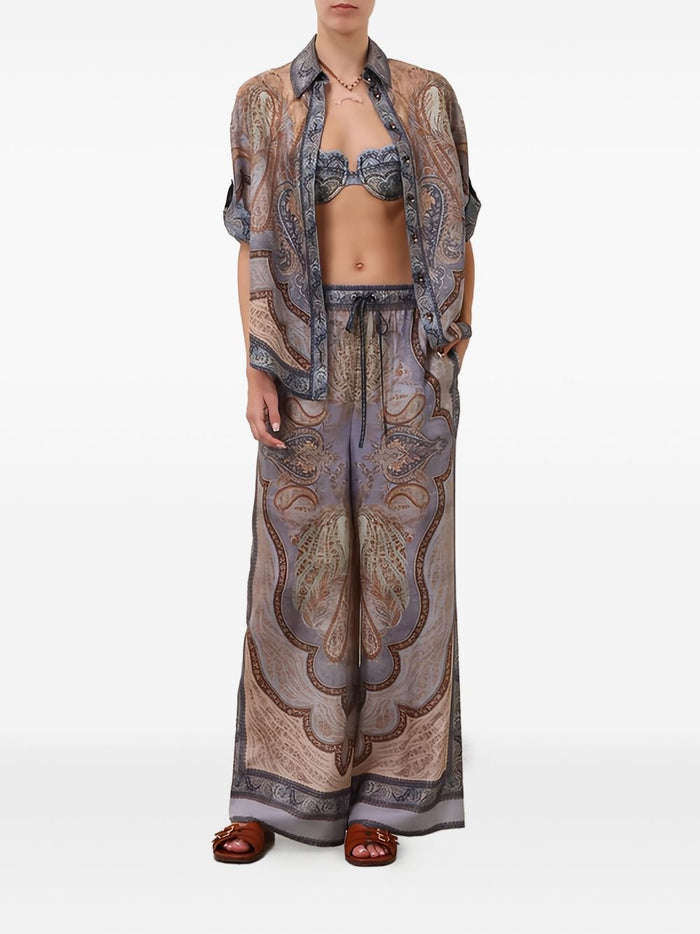 Zimmermann Trousers Blue Silk